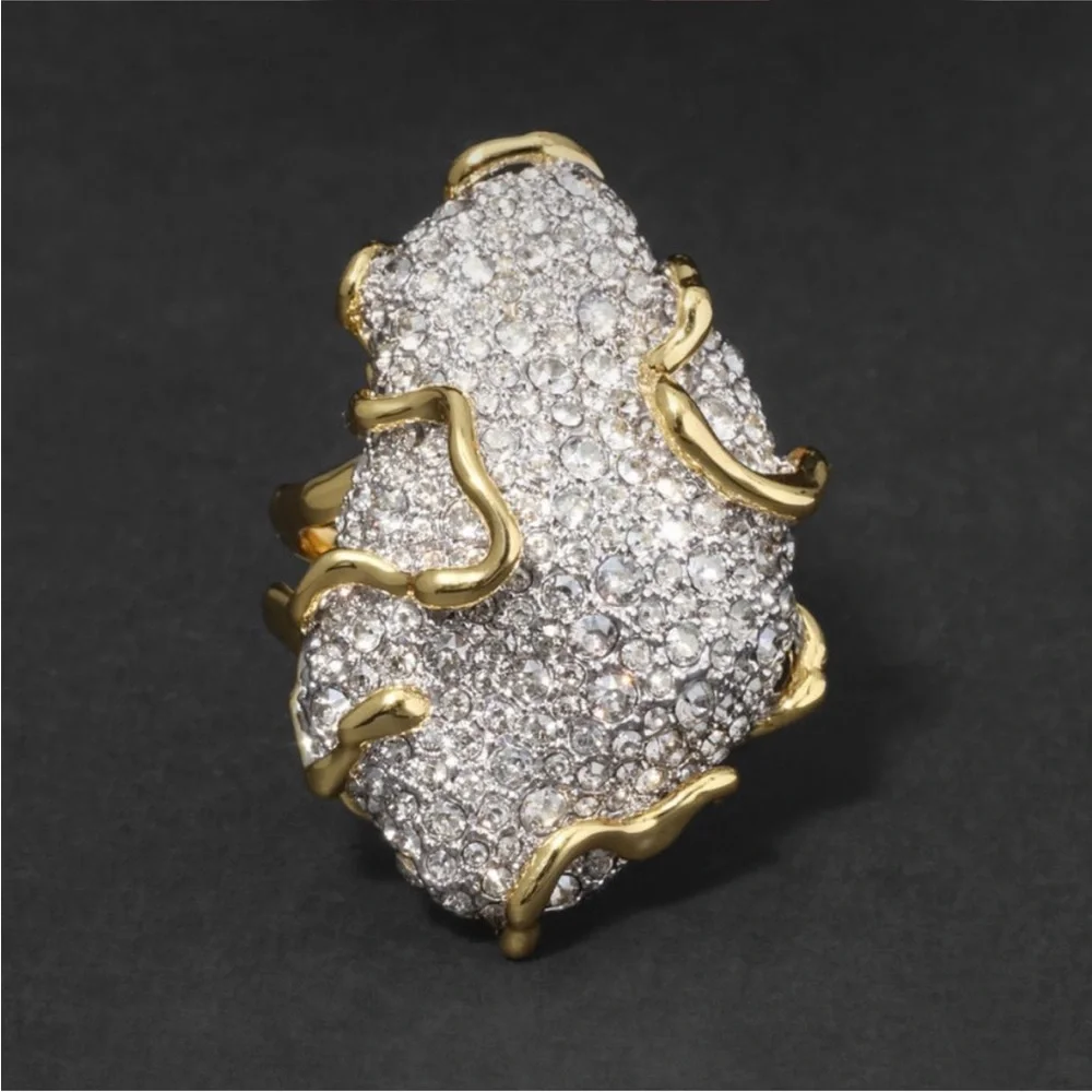 ALEXIS BITTAR • SOLANALES LARGE CRYSTAL PAVE GEODE RING sz 7.5